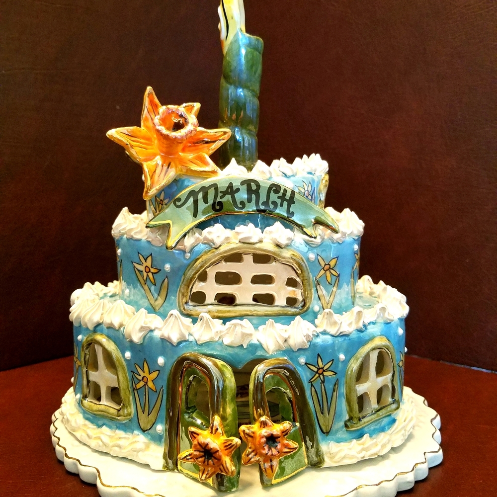 Glass March Birthday Cake